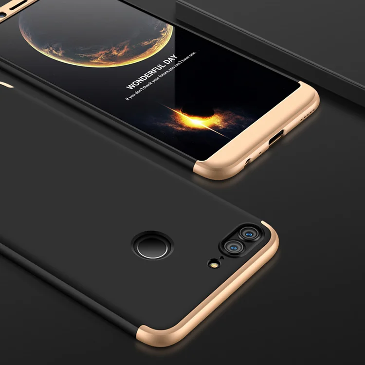 Чехол GKK для Huawei Honor 9 8 10 lite, чехол 360, полная защита для Huawei Honor Play 7A Pro y6 Prime, чехол для телефона - Цвет: Gold Black Gold