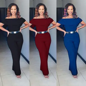 

Plus Size Women Ladies Jumpsuit Clubwear Summer Playsuit Bodycon Party Jumpsuit Romper Trousers Off Shoulder Waisted Clothing