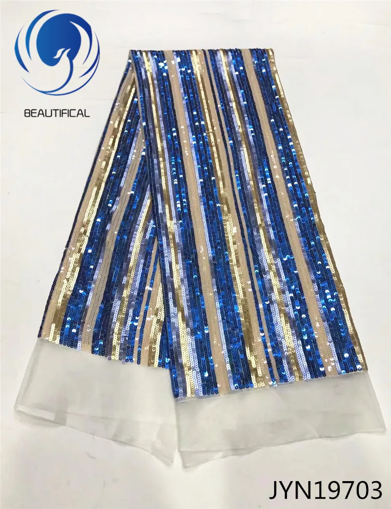 

BEAUTIFICAL African tulle mesh lace multicolor Sequins fabric 2017 Fashion nigerian net lace fabric for evening dress JYN197