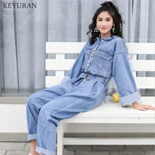 Весна Umpsuit осень Macacao Feminino цельный джинсовый комбинезон повседневный комбинезон женский комбинезон L3295