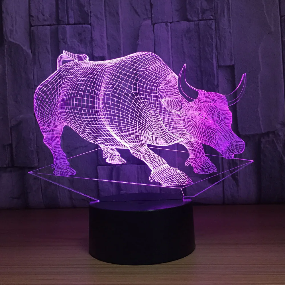

3D Visual Kid Touch Button Cow Modelling Desk Lamp Led Gradients Animal Night Light For Baby Sleep Usb Lighting Home Decor Gifts