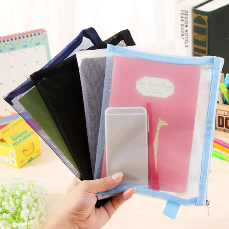 

1pc Waterproof Plastic Zipper Paper File Folder Book Pencil Pen Case Bag File Document Bag For Office Student Supplies