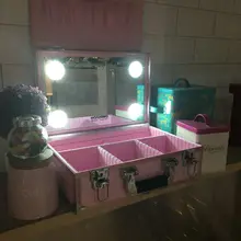 Мини 4 светодиодный перезаряжаемый зеркальный чехол для визажиста с подсветкой чехол для хранения косметики чехол для костюма