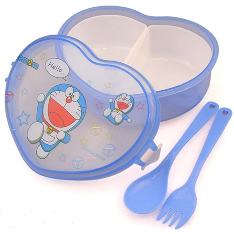 Heart Shape Creative Cartoon Lunch Food Box Bowl Doraemon Bento Box