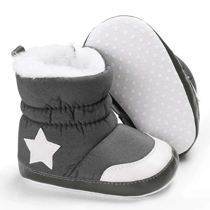 Детские ботинки унисекс; детская зимняя обувь; детские ботинки для малышей; зимние ботинки с рисунком пятиконечной звезды