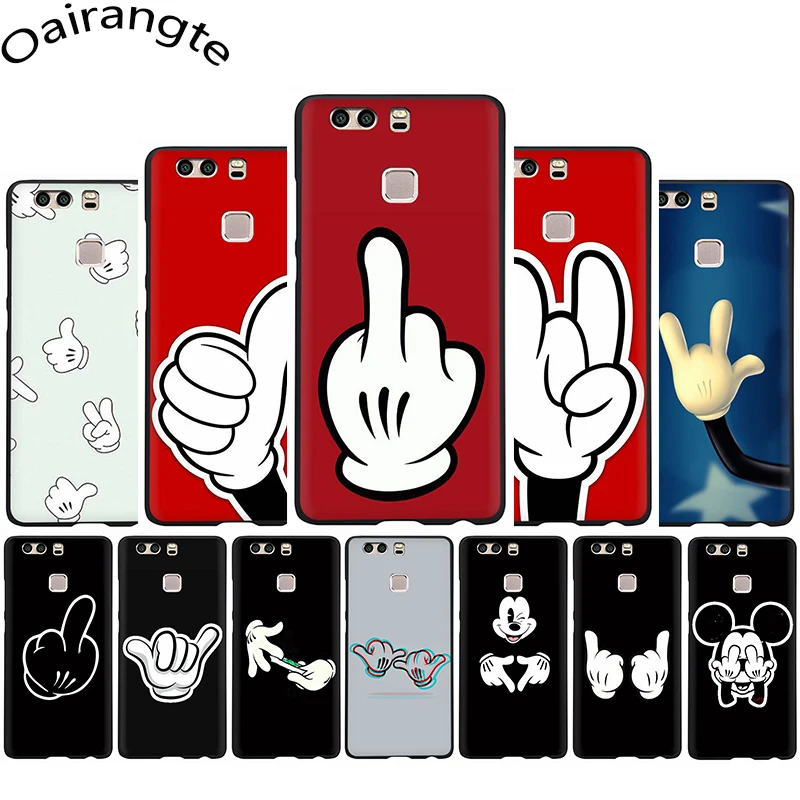 

Mickey Mouse Hand Gesture Soft Silicone Phone Case for Huawei P8 P9 Lite Mini P10 P20 P30 Lite Pro P Smart Z Plus
