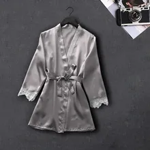 Женский халат для свадьбы Весна Лето Ночная рубашка халаты кружева длинный полный рукав сексуальный шелковый атлас размера плюс Wimen сон пляж спа ночь