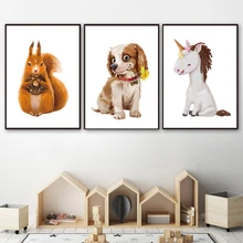Squirrel Dog Unicorn Nordic Posters And Prints Wall Art Canvas Painting Animal Wall Pictures For Living Room Bedroom Home Decor Squirrel Dog Unicorn Nordic Posters And Prints Wall Art Canvas Painting Animal Wall Pictures For Living Room Bedroom Home Decor