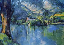 Paul cezanne: lago de annecy poster de seda pintura decorativa 24x36inch