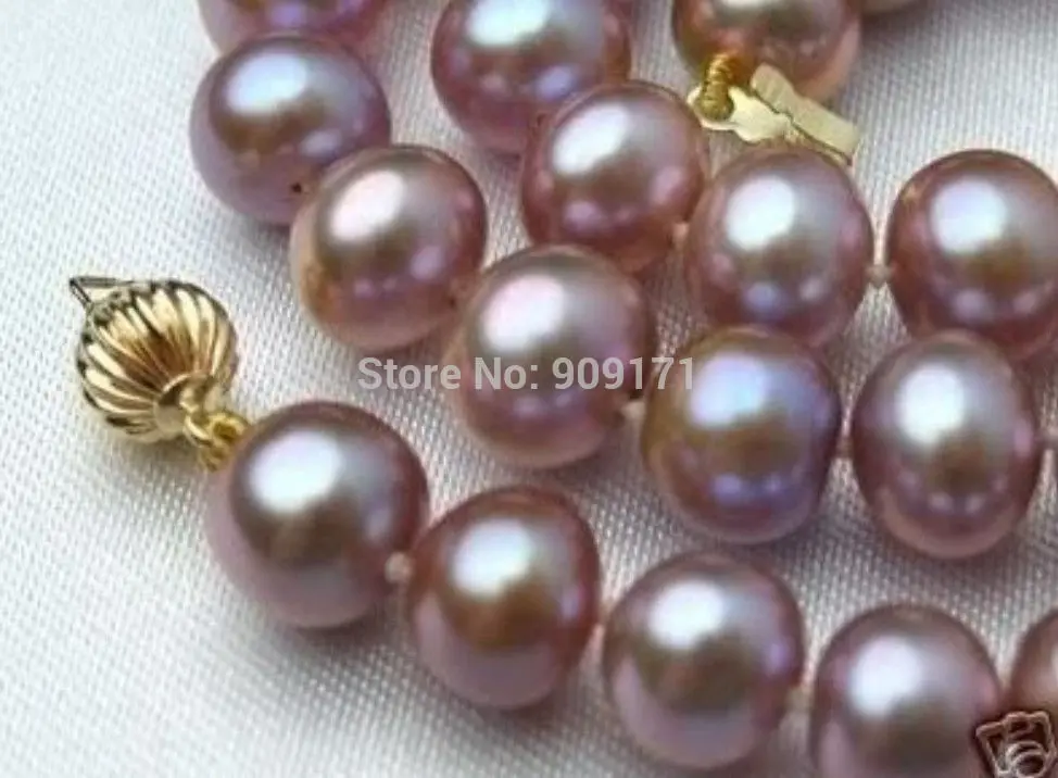 

Free Shipping>>8-9mm Purple Akoya Cultured Pearl Necklace+earring 17