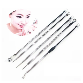 

5 Pcs Silver Stainless Steel Blackhead Remover Acne Needle 12cm Point Needle Black Head Pimples