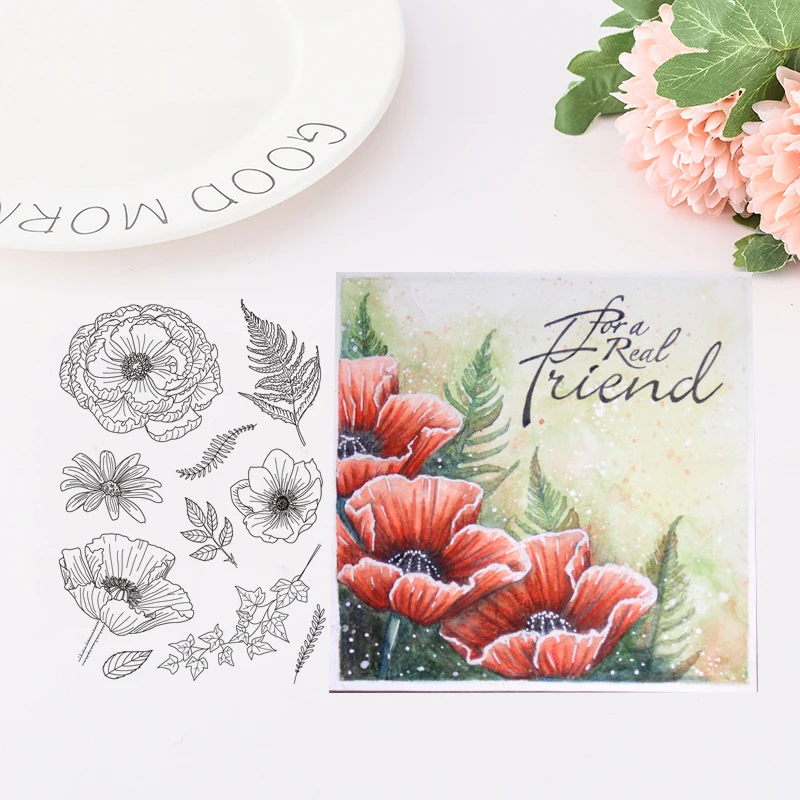 

flower Transparent Clear Silicone Stamp/Seal for DIY scrapbooking/photo album Decorative clear stamp sheets