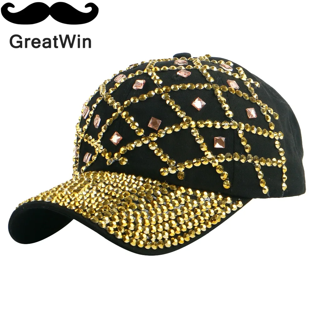 2016 new women brand cap girl woman decorate goldtone rhinestone luxury