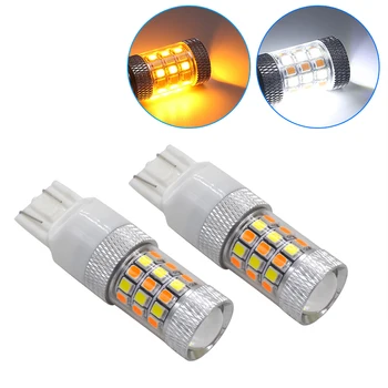 

T20 P21W 7443 2835 42SMD LED Bulb White/Amber Dual Color White+Yello No Hyper Flash DC 12V T20 Turn Signal Light Parking Light