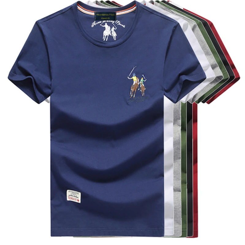 

Brand men's short-sleeved T-shirt men's summer pure color casual men's cotton half-sleeved body top round collar