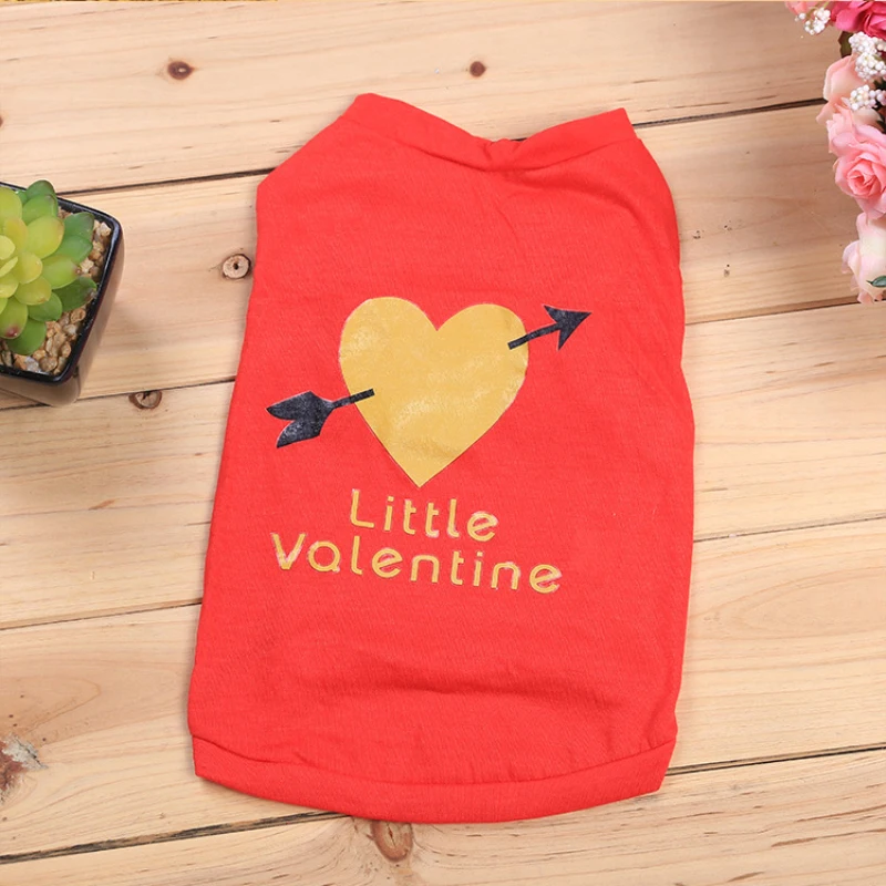 Bigeyedog Four Colors Valentine's Day Dog Clothes Summer Pet Clothing Cat Puppy Poodle Yorkie Bichon Dog T-shirt Vest Costume