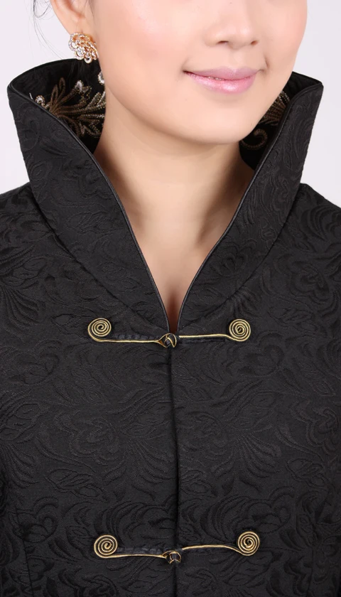 Черная традиционная зимняя китайская женская хлопковая длинная куртка, пальто, верхняя одежда, Размеры S M L XL XXL XXXL 4XL, 2255-2