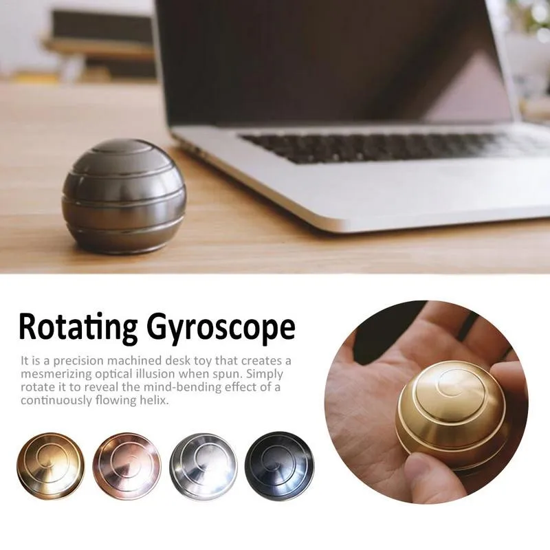

Desktop Deco Decompression Rotating Spherical Gyroscope Kinetic Desk Metal Gyro Optical Illusion Flowing Finger Toy For Adults
