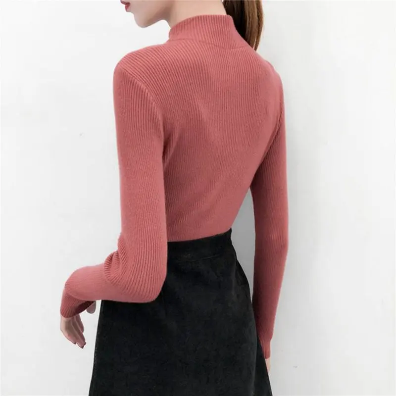 Turtleneck Sweater Women 2018 Korean Winter Autumn Skinny Elastic Knitted Pullover Long Sleeve Sweaters Elegant Ladies Tops Turtleneck Sweater Women 2018 Korean Winter Autumn Skinny Elastic Knitted Pullover Long Sleeve Sweaters Elegant Ladies Tops