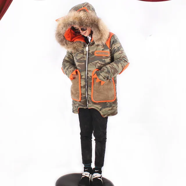 Cheap  [AIGYPTOS-XIHAR]Original Design Winter Disassembly Super Large Raccoon Real Fur Camouflage Hooded Military Loose Wadded Jacket