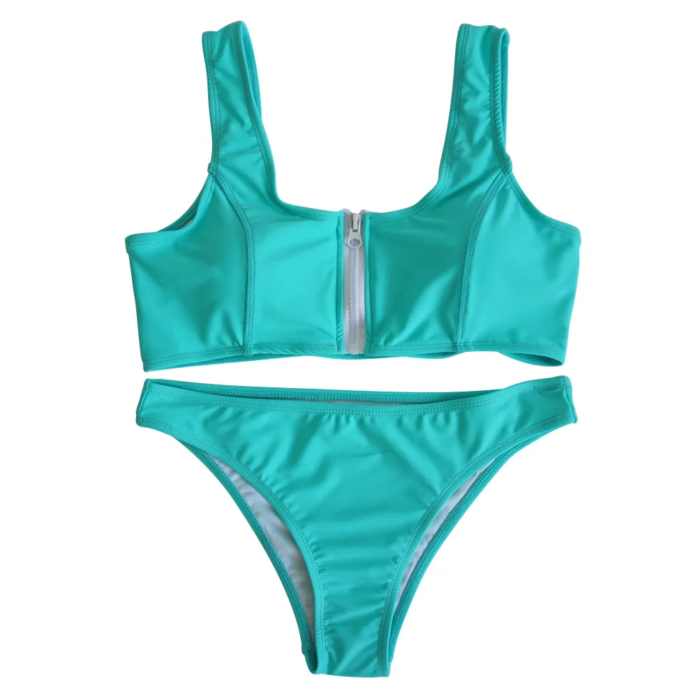 2018 Europe and Americabikini Amazonwish New models are on sale Front zipper swimsuit two-piece suit Shu Brocade Explosion