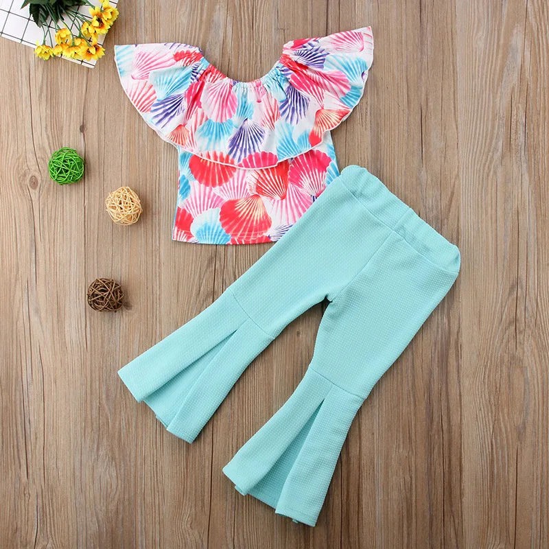 

Toddler Girls Clothing Sets 2019 Summer Girls Clothes Shirt Top + Flare Pants 2pcs Outfit Kids Children Clothing For Girls Sets