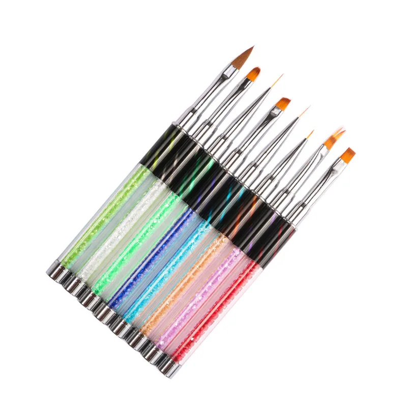 

1Pc 8 Style Gradient Nail Liner Painting Brush Pen Multi Size UV Gel Cat Eye Rhinestone Handle Manicure Nail Art Brush Tool