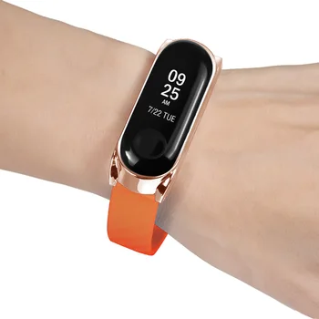 

Hot Sale TPE Strap Bracelet Band Wriststrap Belt with Metal Case for Xiaomi Mi Band 3