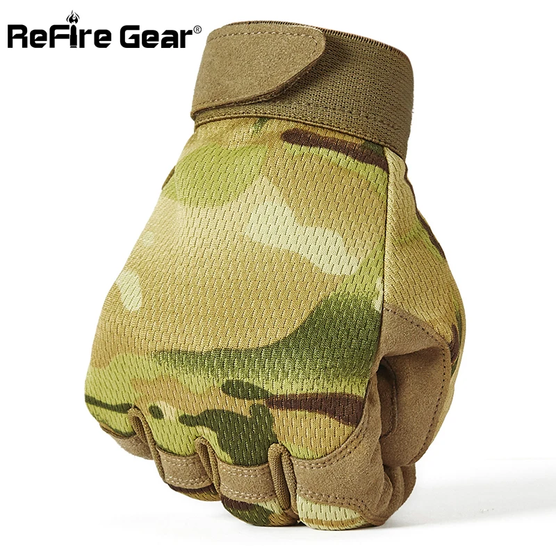 Перчатки ReFire Gear мужские тактические армейские камуфляжные дышащие митенки с