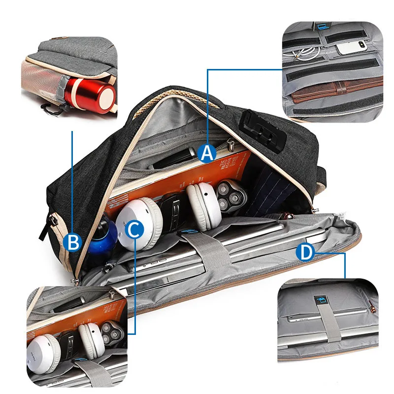 New Backpack Laptop Bag For Macbook Air Pro Xiaomi Multifunction Password Computer Bag Travel Case Handbag Business Case For Men (5)