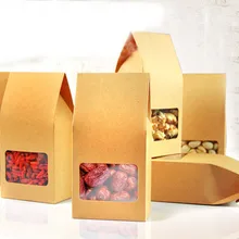 8*15,5*5 см 10 шт. натуральный resealable коричневый стоьте вверх крафт бумажные пакеты коробки перерабатываемые свадебные подарки украшения Еда складываемая коробка для бумаг