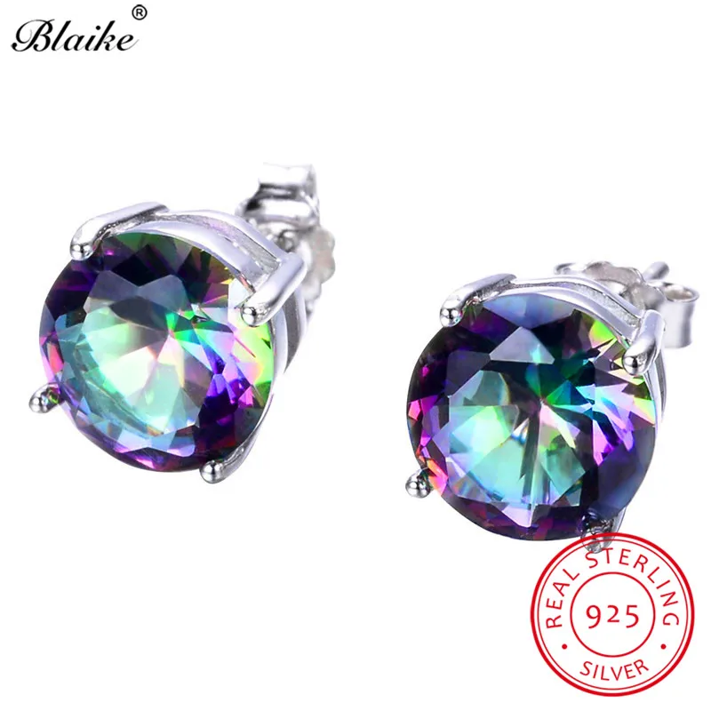 Женские круглые серьги гвоздики Blaike из 100% настоящего серебра 925 пробы с
