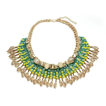 

OSHUER New Design Big Fashion Choker Velvet ribbon Weave crystal Beads Statement Necklace for women Jewelry 3 Colors