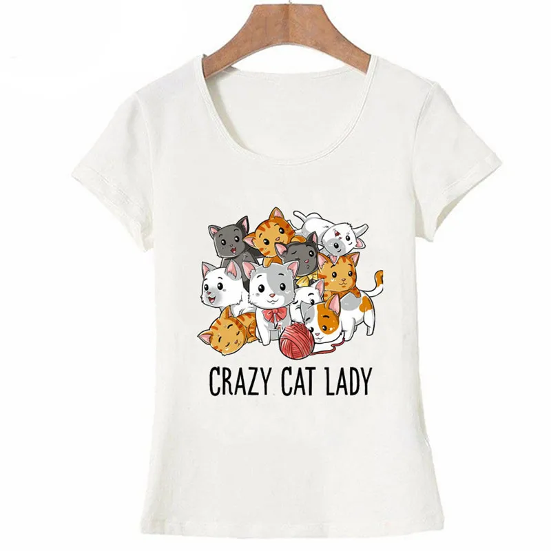 Crazy Cat Lady T Shirt Funny Cats Kitty Kitten Meme Gifts T shirt for Cat Lovers Short Sleeve