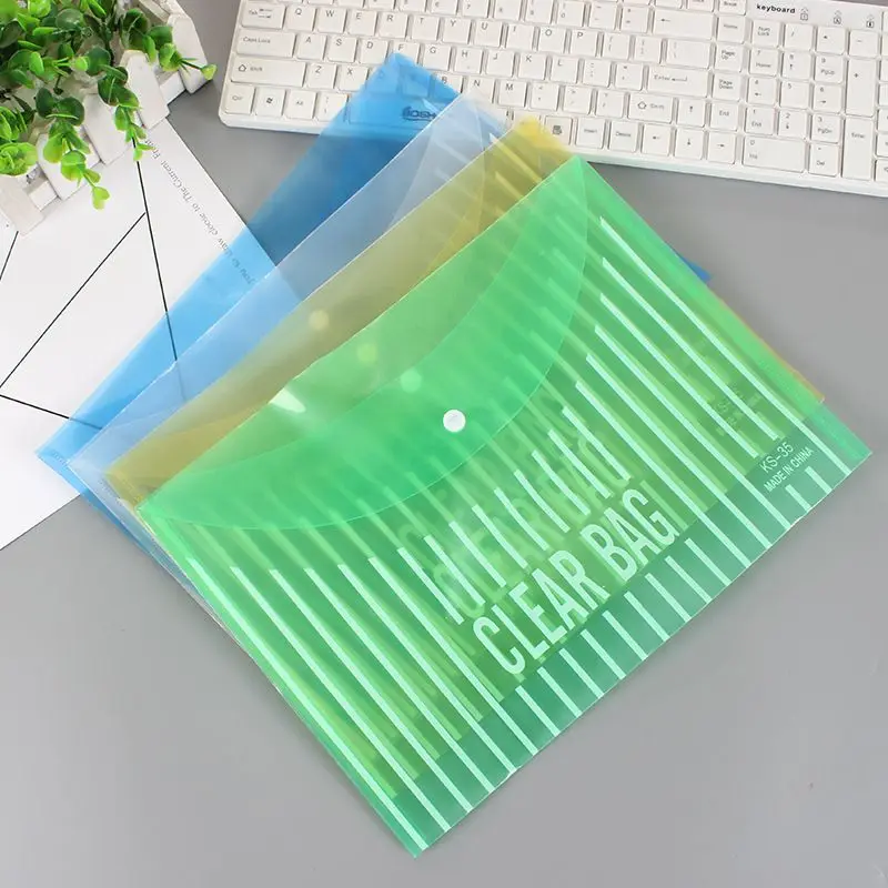 

1Pcs Transparent PVC A4 File Folder Document Filing Bag Stationery Bag School Office Supplies