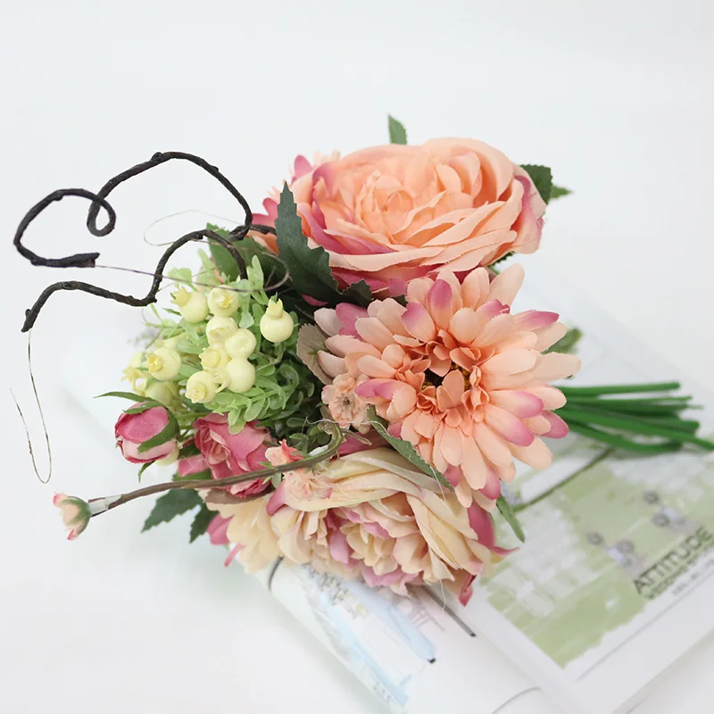 Artificial Wedding Bouquets for Brides New design Bruidsboeket Flors Silk Flowers Bouquets with Berry for Wedding Decoration (3)