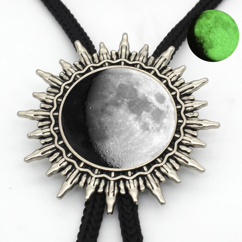 Новое поступление светящиеся украшения полная луна Галстук боло стимпанк стеклянный купол лунный Eclipse Западный Галстук боло для мужчин регулируемый
