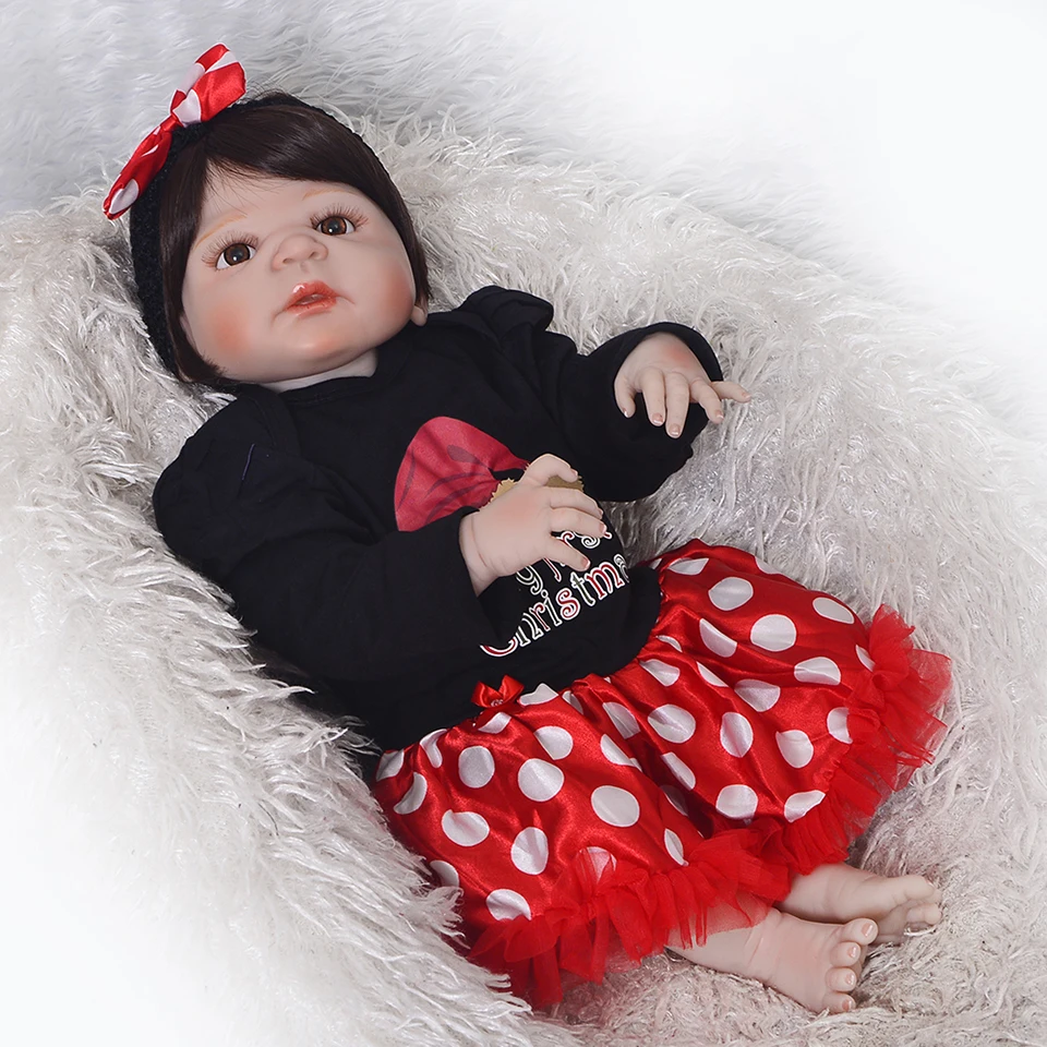 

Handmade Reborn Dolls Realistic Baby Girl Dolls 23'' Bonecas Full Vinyl Reborn Baby Menina Brinquedos For Sale Christmas Gifts
