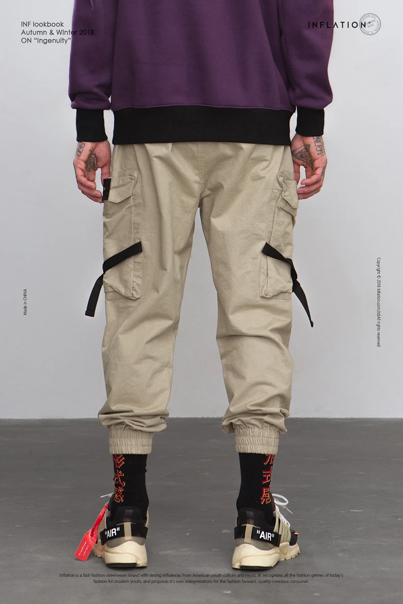 Новинка, мужские повседневные хлопковые брюки карго, модная мужская брендовая одежда с боковыми карманами, уличные брюки 8866W
