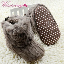 2017 Winter Warm First Walkers Baby Ankle Snow Boots Infant Crochet Knit Fleece Baby Shoes For Boys Girls