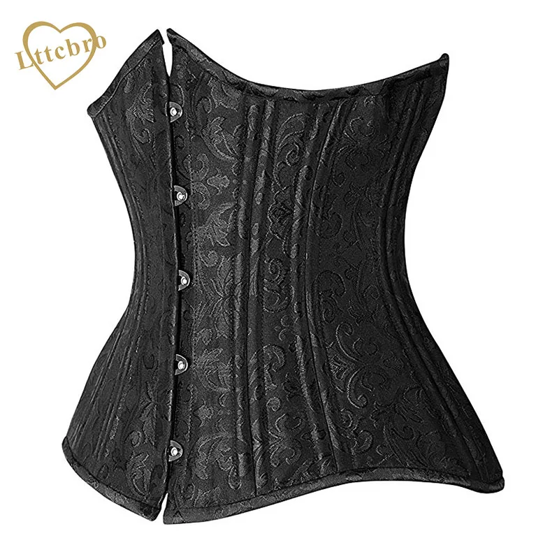 Steel Boned Corsets Longline Heavy Duty Waist Corset Shaper Underbust Corset Bustier Black