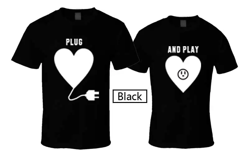 MVUPP летние пары Футболка "Влюбленные" для обувь для мужчин и женщин белые футболки «любящее сердце» Plug and Play принт женский Повседневное одежда из хлопка