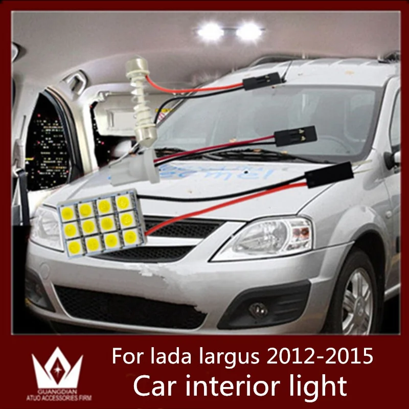 

Guang Dian Car accessories auto LED Vehicle Interior Map Dome Door Lights Kit Package T10 festoon BA9S for Lada Largus 2012-2015