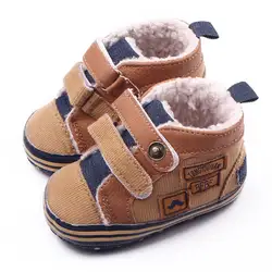 Мода 2017 г. антискользящий Bebe bootswinter новорожденных Для маленьких мальчиков Обувь для младенцев теплые первых шагов