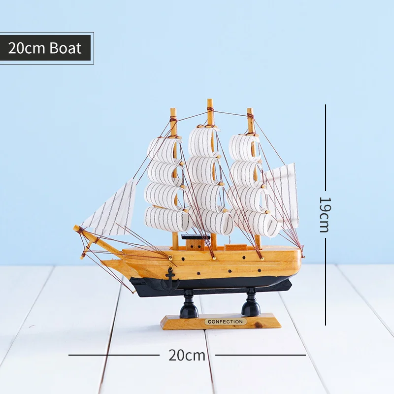 Ручной работы деревянные парусники домашний Декор Ретро корабль ремесла модель дерево украшение парусник подарок на день рождения Сувениры дети FCMX - Цвет: 20cm