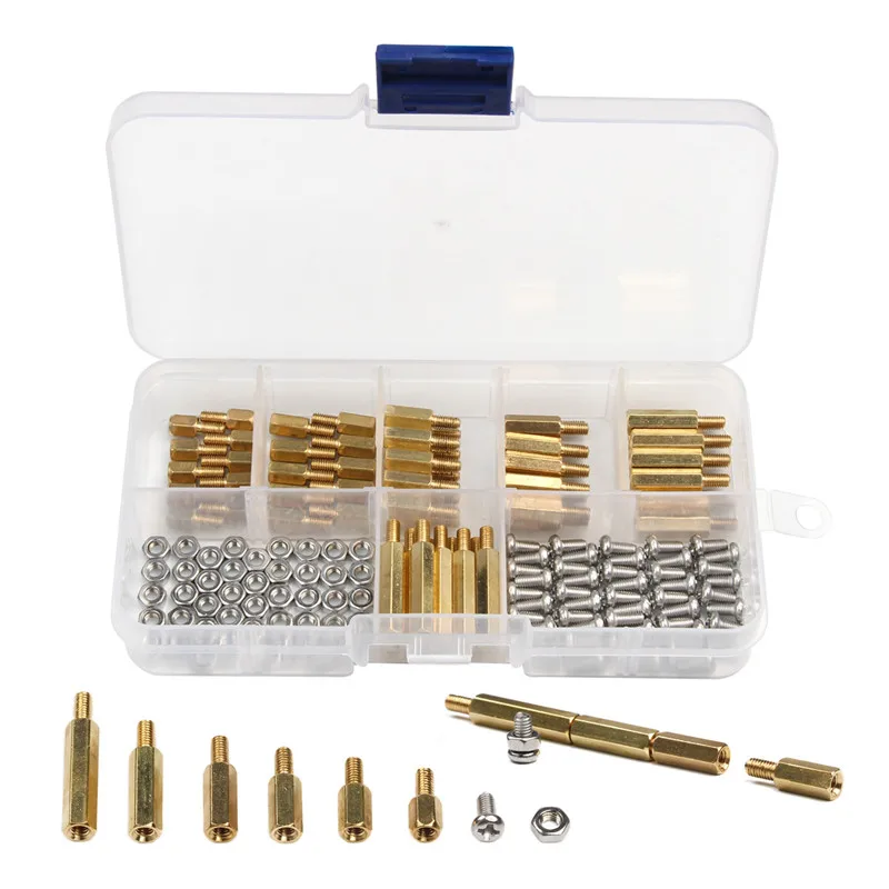 

180Pcs M3 Hex Nut Spacing Screw Brass Threaded Pillar PCB Motherboard Standoff Spacer M3*L+6mm Kit