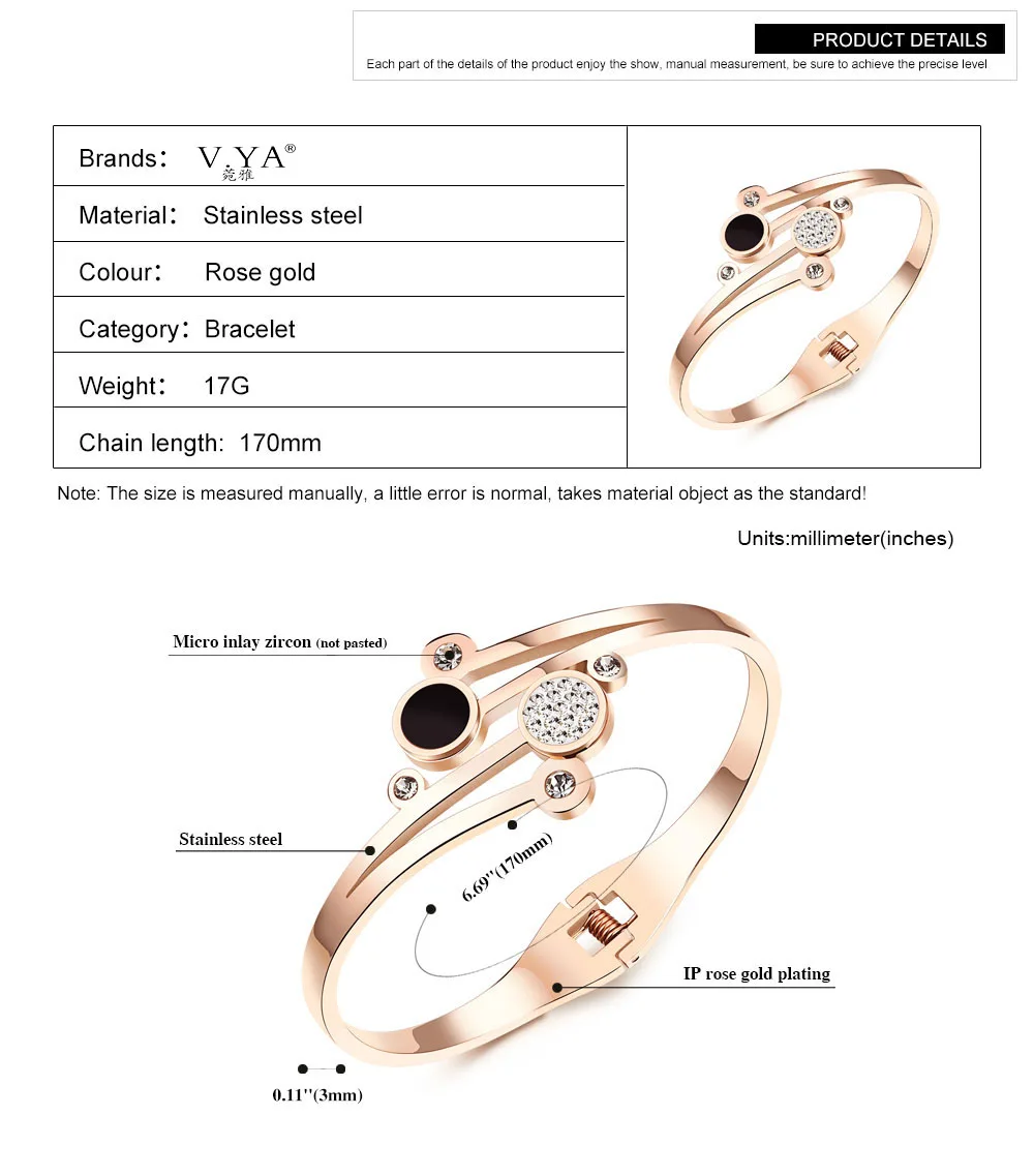 V. YA женский браслет, модные жемчужные ювелирные изделия, Дамский роскошный бренд, розовое золото, ювелирный браслет из нержавеющей стали, Прямая поставка