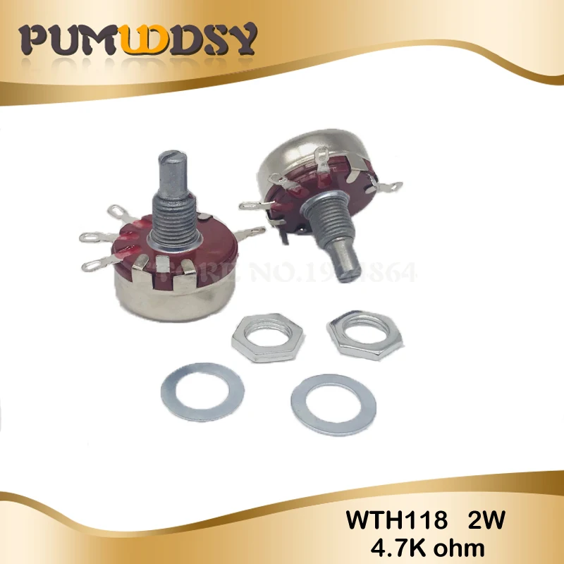 5 шт. WTH118 2 Вт 1A потенциометр 4,7 k ohm WTH118-2W 4K7 круглый вал углерода вращающийся конический потенциометр