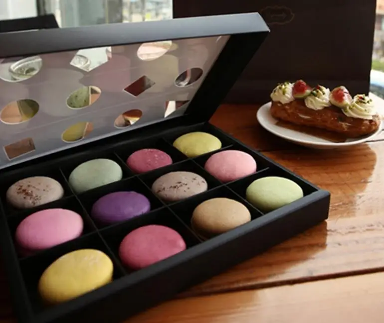 

24.5*18.8*3CM open Window 12 macaron box Bakery Box for Biscuits Cookie mooncake biscuit Packaging paper boxes 50piece\lot.