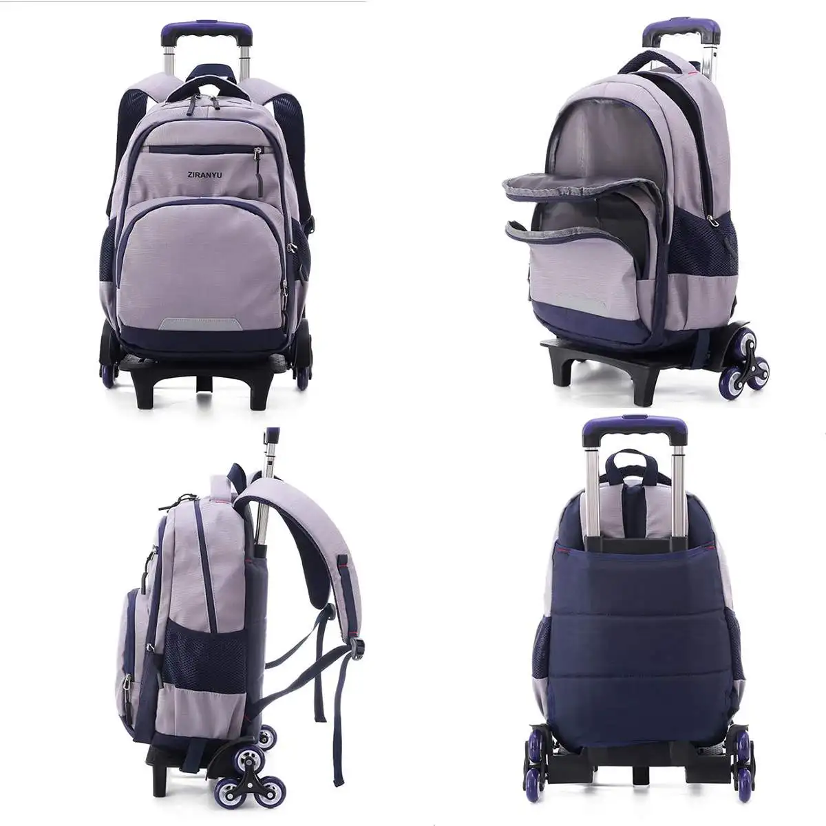 Nylon Removable Men travel Bags for Boys Waterproof Trolley Backpack Teenager 2/6 Wheeled Bag Bookbag Travel Bags Back to school